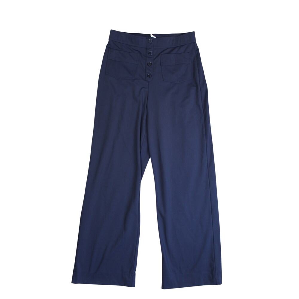 Halara Pants Womens Large Blue Wide Leg High Rise Stretch Pull On Casual Button